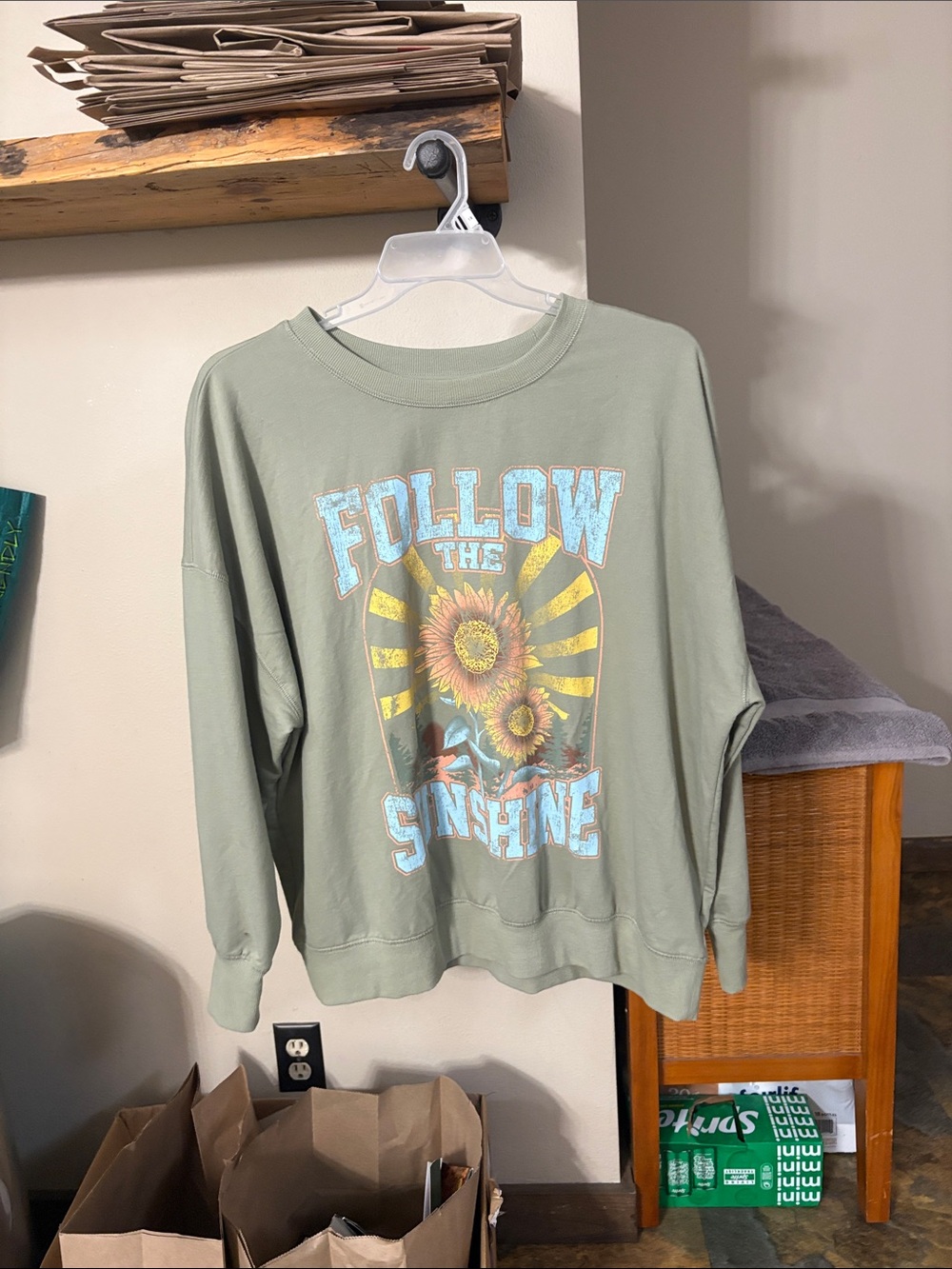 Sage Green 'Follow the Sunshine' Graphic Crewneck Sweatshirt